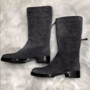 New Sergio Rossi Grey Suede Flat Casual Boots 8.5